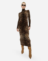 Long chenille dress with jacquard leopard design -  | Dolce &amp; Gabbana