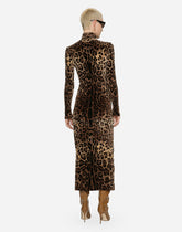 Long chenille dress with jacquard leopard design -  | Dolce &amp; Gabbana