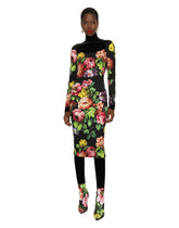 Charmeuse midi dress with cretonne floral print -  | Dolce & Gabbana