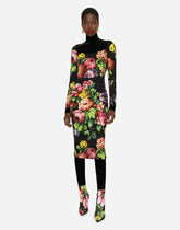 Charmeuse midi dress with cretonne floral print -  | Dolce & Gabbana