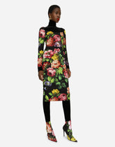 Charmeuse midi dress with cretonne floral print -  | Dolce & Gabbana