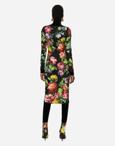 Charmeuse midi dress with cretonne floral print -  | Dolce & Gabbana