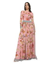Long bread-print chiffon dress -  | Dolce & Gabbana