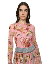 Long bread-print chiffon dress -  | Dolce & Gabbana