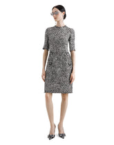 Raschel tweed midi dress with short sleeves -  | Dolce &amp; Gabbana