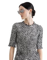 Raschel tweed midi dress with short sleeves -  | Dolce &amp; Gabbana