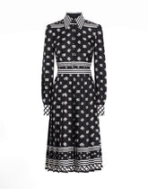 Twill calf-length shirt dress with all-over DG logo scarf print -  | Dolce &amp; Gabbana