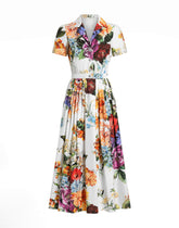 Flower bouquet-print poplin dress -  | Dolce &amp; Gabbana