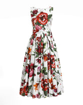 Flower-print sleeveless poplin dress -  | Dolce &amp; Gabbana