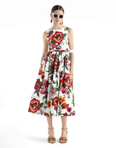 Flower-print sleeveless poplin dress -  | Dolce &amp; Gabbana