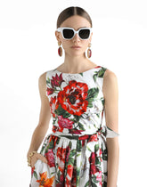 Flower-print sleeveless poplin dress -  | Dolce &amp; Gabbana
