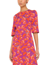 Poppy-print charmeuse midi dress -  | Dolce & Gabbana