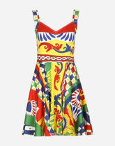 Short Carretto-print charmeuse bustier dress -  | Dolce & Gabbana