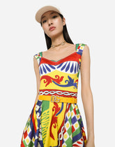 Short Carretto-print charmeuse bustier dress -  | Dolce & Gabbana