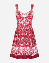 Short Majolica-print charmeuse bustier dress -  | Dolce & Gabbana
