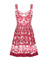 Short Majolica-print charmeuse bustier dress -  | Dolce & Gabbana