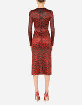 Calf-length bustier dress with leopard print -  | Dolce & Gabbana
