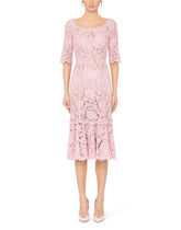 Lace midi dress with ruffle detailing -  | Dolce & Gabbana