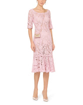 Lace midi dress with ruffle detailing -  | Dolce & Gabbana