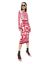 Majolica-print charmeuse midi dress -  | Dolce & Gabbana