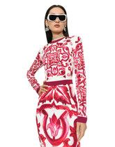 Majolica-print charmeuse midi dress -  | Dolce & Gabbana