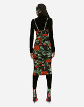 Charmeuse midi dress with red rose print -  | Dolce &amp; Gabbana
