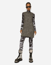 Short speckled tweed A-line dress -  | Dolce &amp; Gabbana