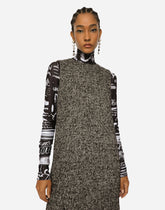 Short speckled tweed A-line dress -  | Dolce &amp; Gabbana