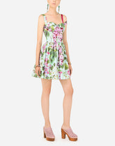 Bluebell-print poplin corset dress -  | Dolce &amp; Gabbana