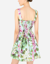 Bluebell-print poplin corset dress -  | Dolce &amp; Gabbana