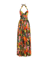 Long bouquet-print chiffon dress -  | Dolce & Gabbana