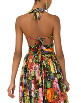 Long bouquet-print chiffon dress -  | Dolce & Gabbana