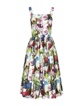 Cotton sun dress with nocturnal flower print -  | Dolce &amp; Gabbana