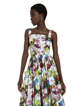 Cotton sun dress with nocturnal flower print -  | Dolce &amp; Gabbana