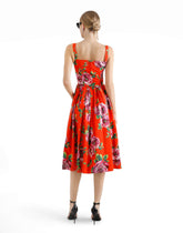 Cotton sundress with rose print -  | Dolce &amp; Gabbana