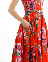 Cotton sundress with rose print -  | Dolce &amp; Gabbana