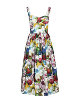 Corset dress with nocturnal flower print -  | Dolce & Gabbana