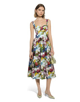 Corset dress with nocturnal flower print -  | Dolce & Gabbana
