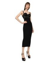 Jersey and satin calf-length dress -  | Dolce &amp; Gabbana