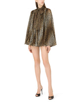 Short ocelot-print chiffon dress with pussy-bow -  | Dolce & Gabbana