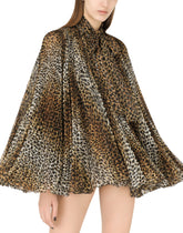 Short ocelot-print chiffon dress with pussy-bow -  | Dolce & Gabbana