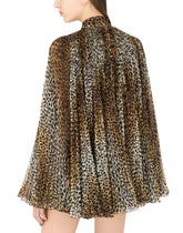 Short ocelot-print chiffon dress with pussy-bow -  | Dolce & Gabbana