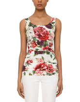 Dolce & Gabbana Silk Blouse With Peonies Print -  | Dolce & Gabbana