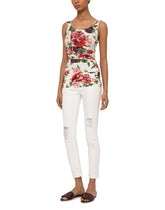 Dolce & Gabbana Silk Blouse With Peonies Print -  | Dolce & Gabbana