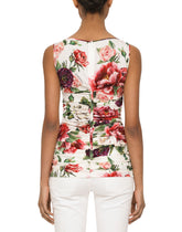 Dolce & Gabbana Silk Blouse With Peonies Print -  | Dolce & Gabbana