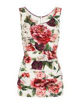 Dolce & Gabbana Silk Blouse With Peonies Print -  | Dolce & Gabbana