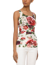 Dolce & Gabbana Silk Blouse With Peonies Print -  | Dolce & Gabbana