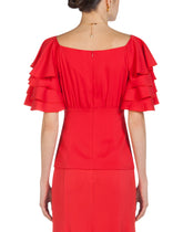 Frilled sleeves solid-coloured top -  | Dolce & Gabbana