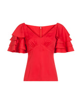 Frilled sleeves solid-coloured top -  | Dolce & Gabbana