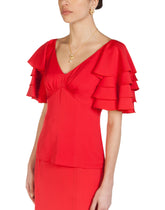 Frilled sleeves solid-coloured top -  | Dolce & Gabbana